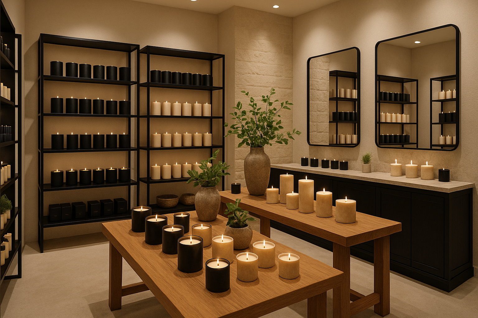 luxury candle store with natural and black